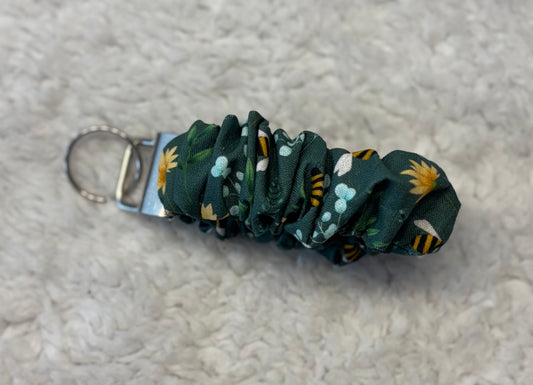 Bee Floral Scrunchie Key Wristlet