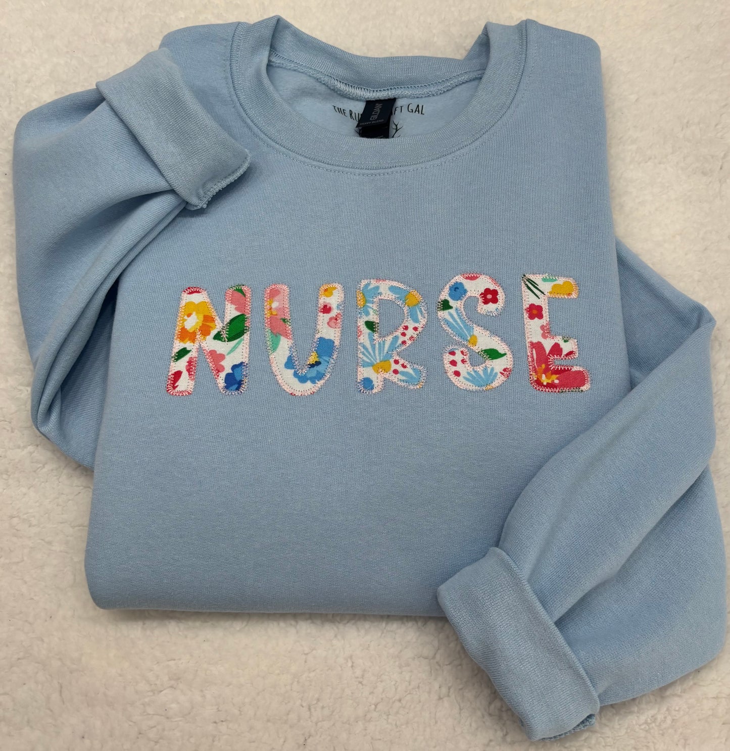 Nurse Floral Appliqué Crewneck