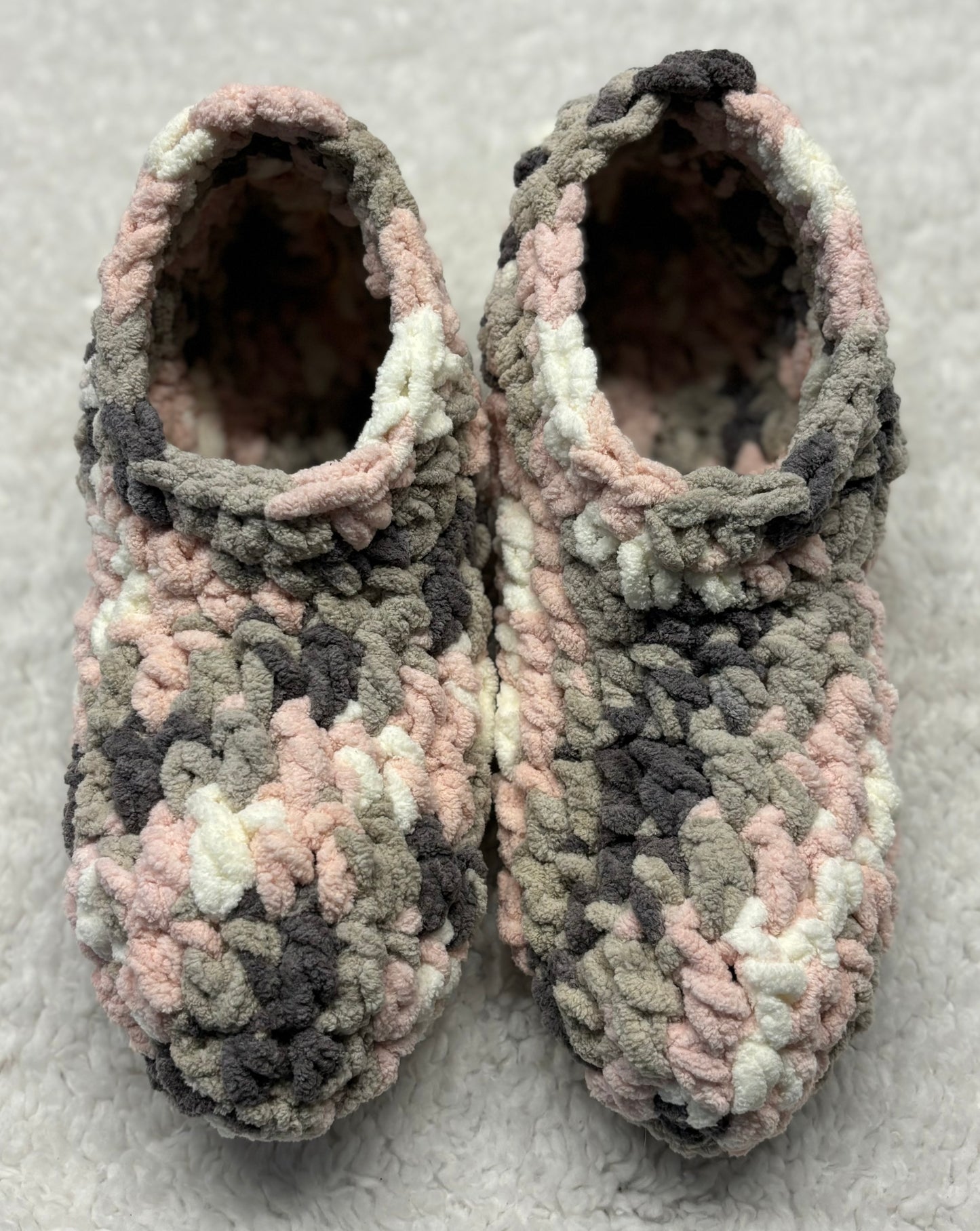 Pink Grey & White Super Soft Slippers -L