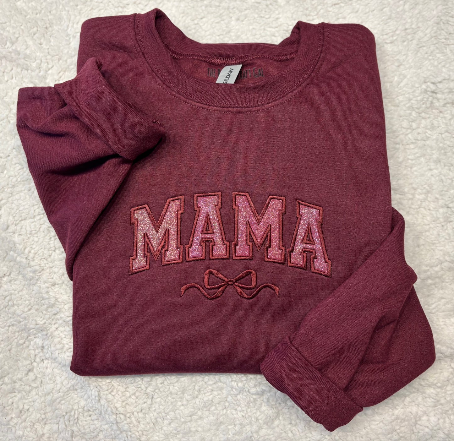Glitter Mama Bow Crewneck
