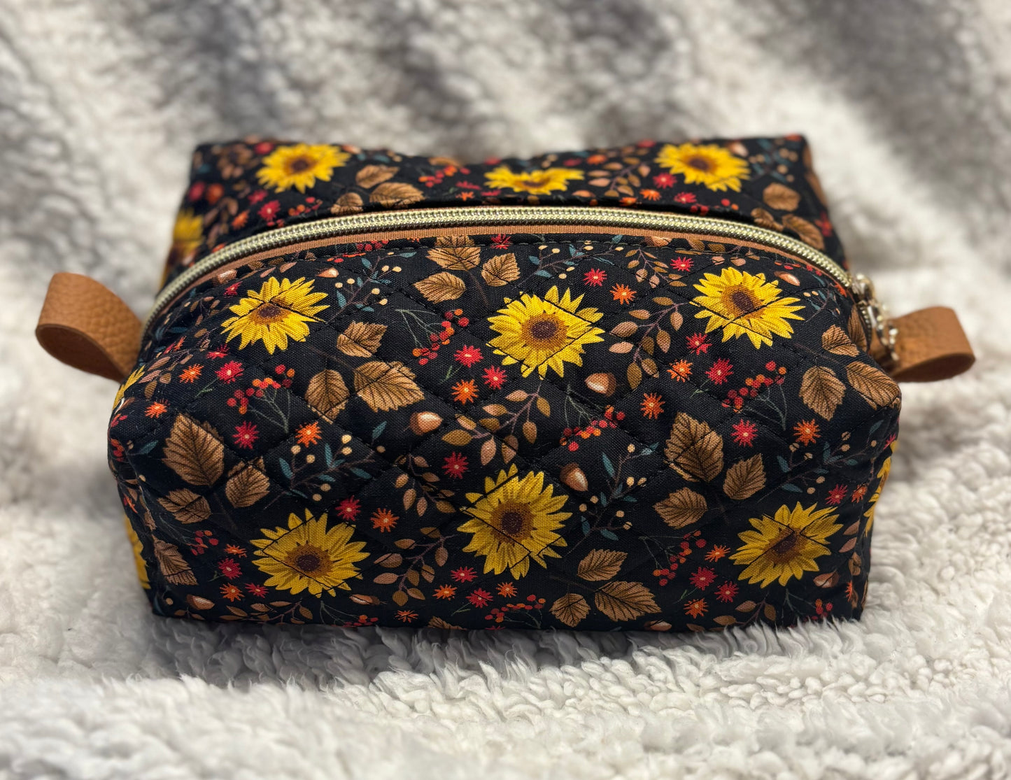 Sunflower Quilted Cosmetic Bag