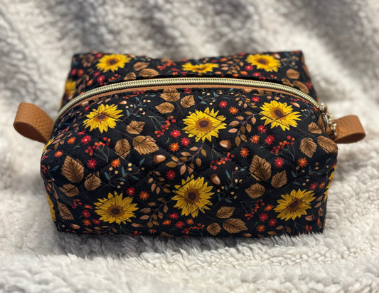 Sunflower Quilted Cosmetic Bag