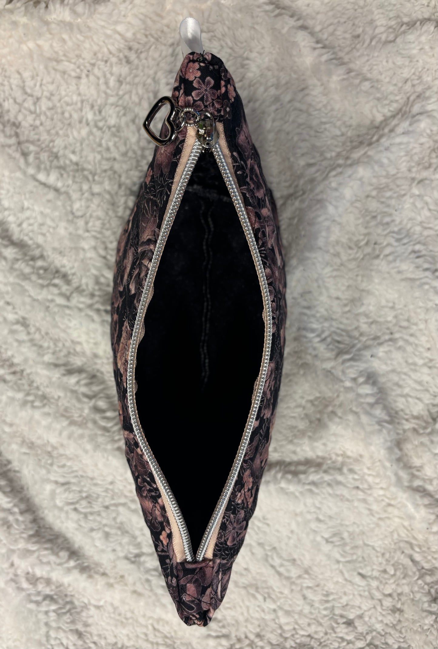 Purple Floral Quilted Cosmetic Bag