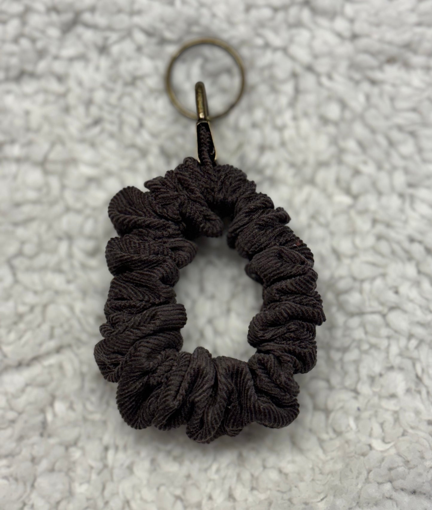 Brown Corduroy Scrunchie Key Wristlet