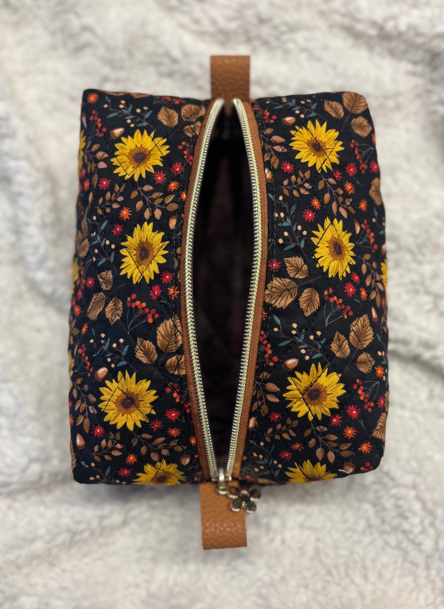 Sunflower Quilted Cosmetic Bag