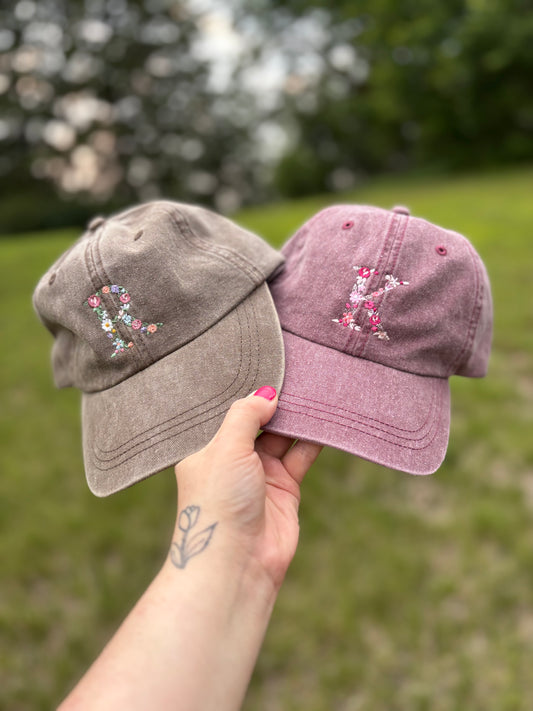 Floral Initial Hat