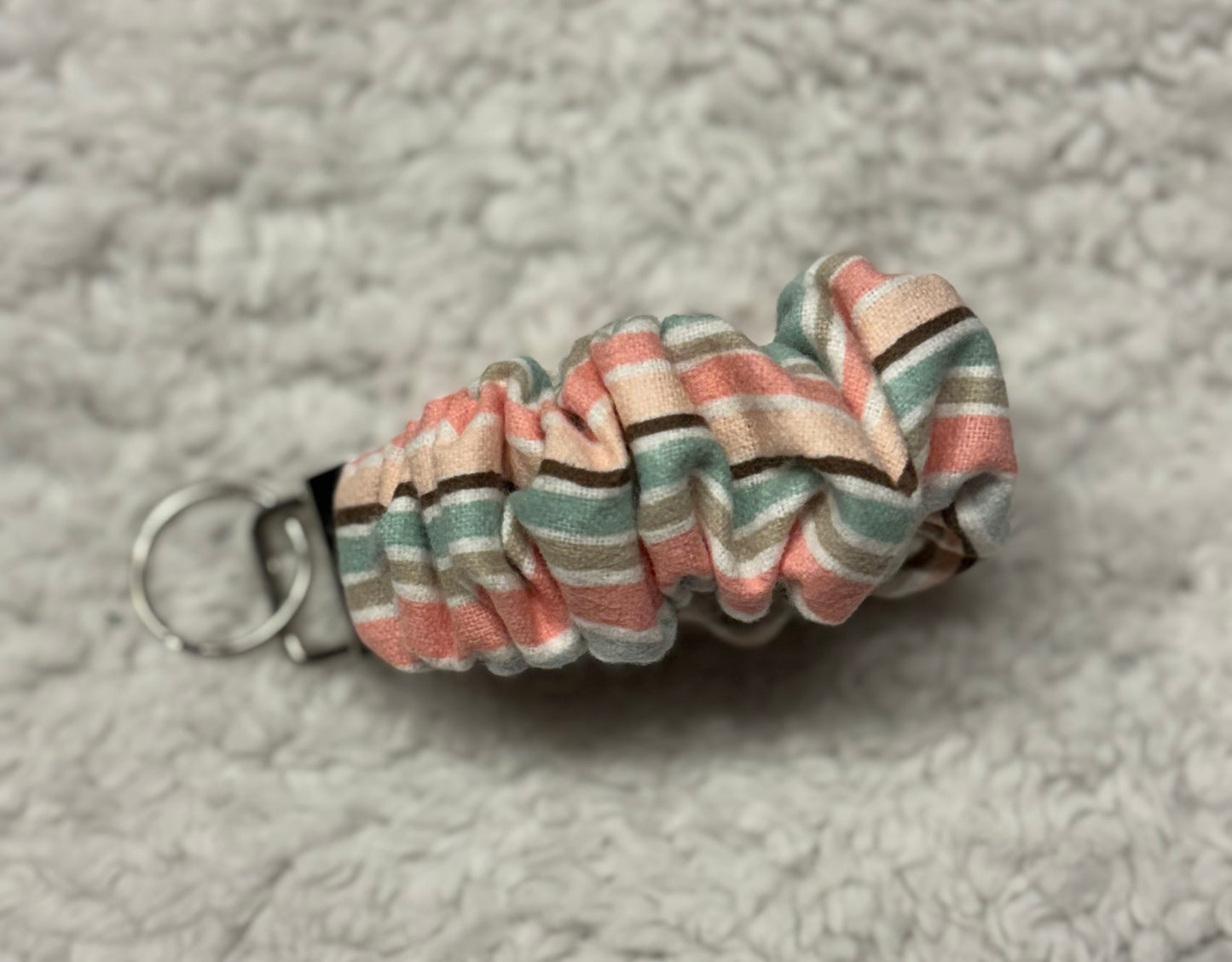 Flannel Stripe Scrunchie Key Wristlet
