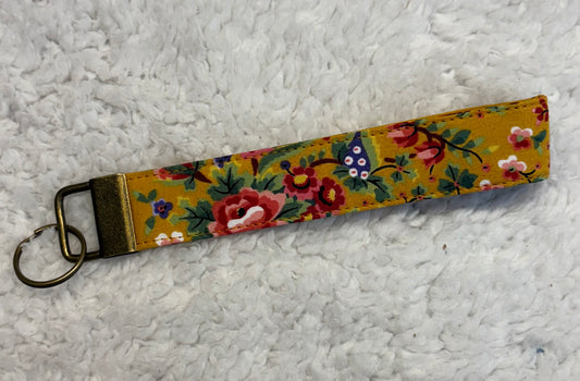 Yellow Floral Key Wristlet