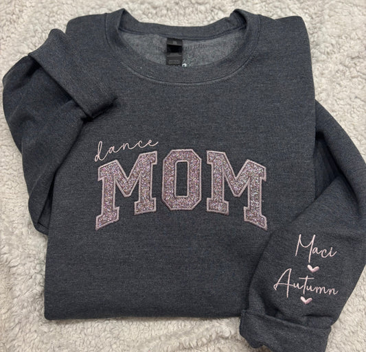 Dance Mom Glitter Appliqué Crewneck