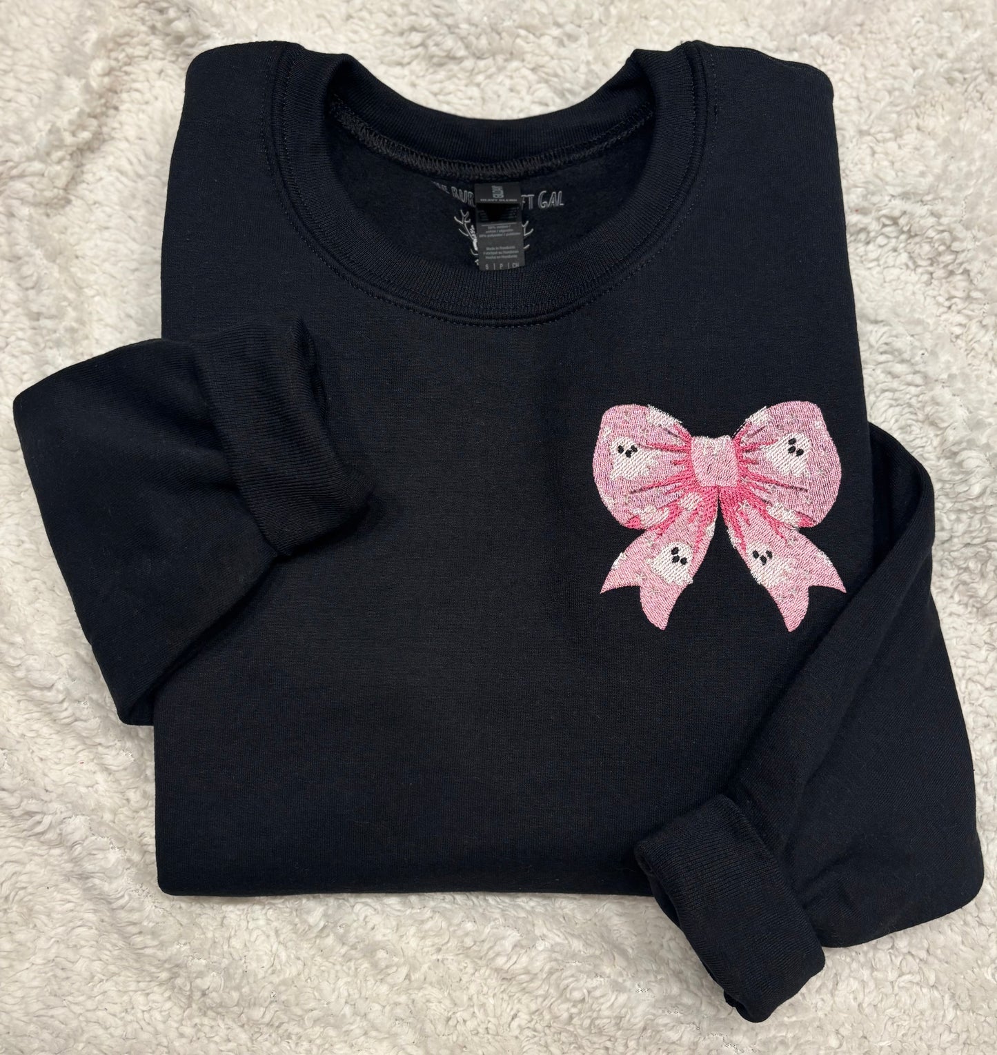 Pink Bow With Ghosts Crewneck