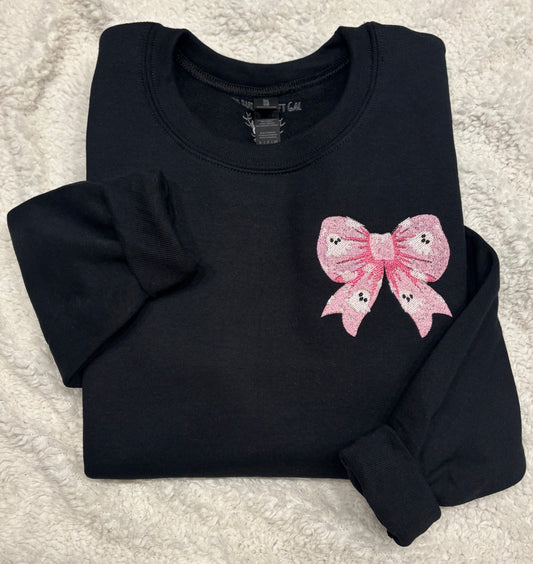 Pink Bow With Ghosts Crewneck