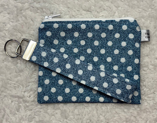 Polka Dot Zipper Pouch & Key Wristlet Set