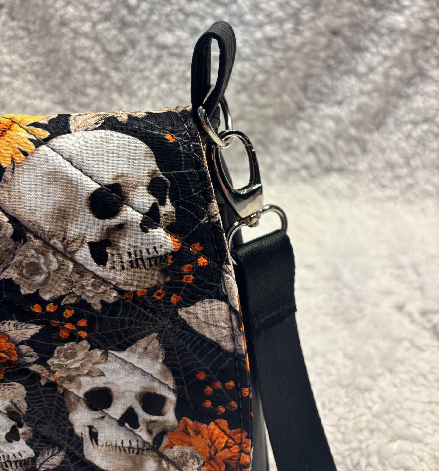 Skull Floral Quilted Purse