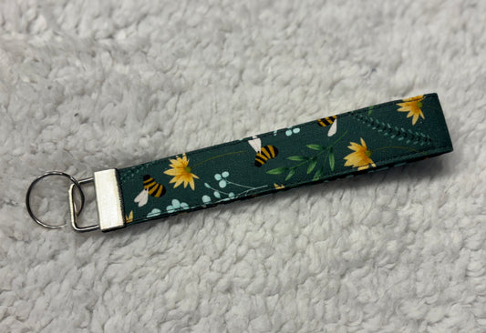 Bee Floral Key Wristlet