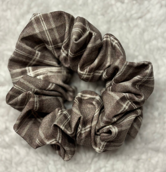 Brown/Grey Plaid Scrunchie