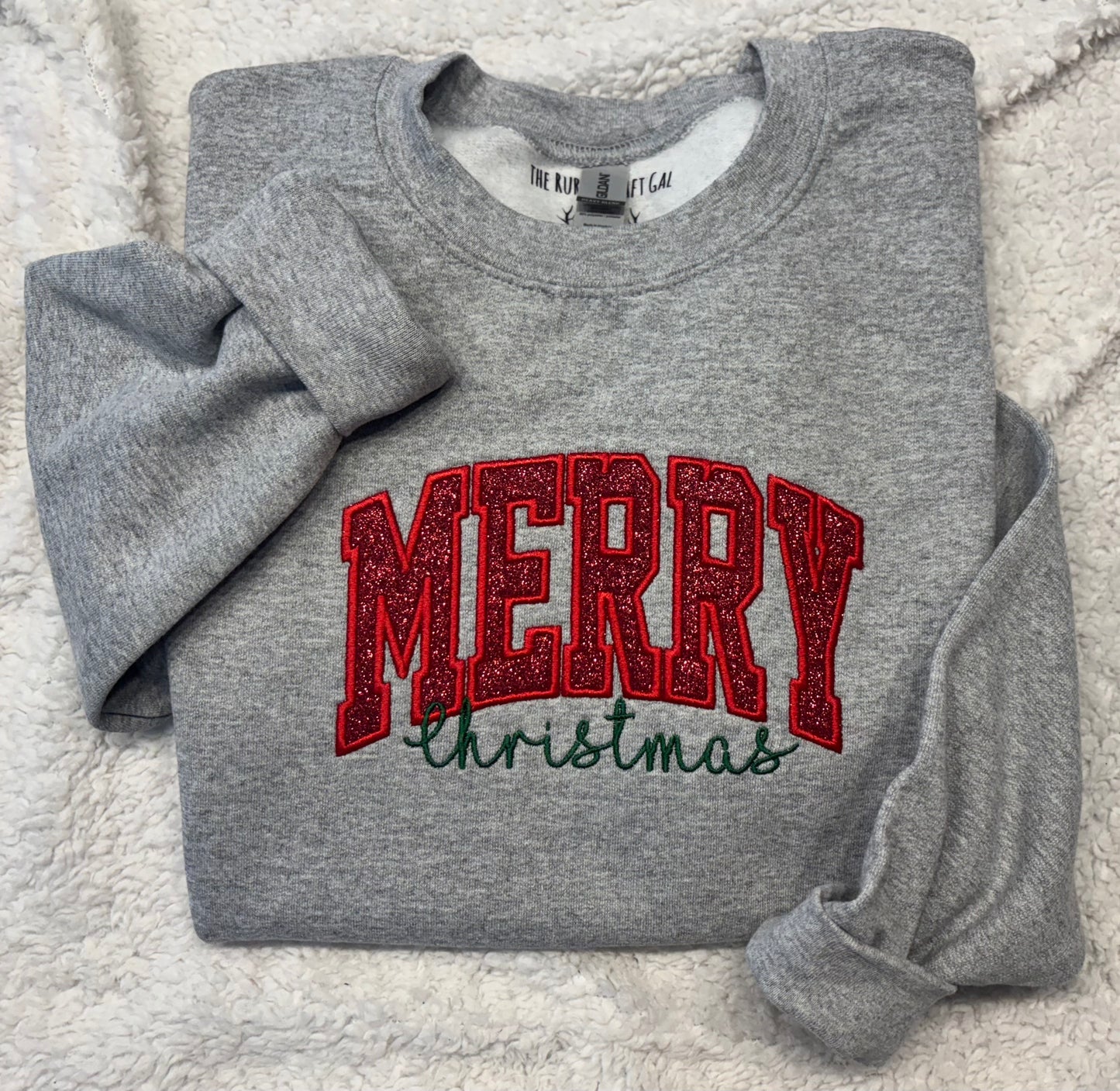 Merry Christmas Glitter Appliqué Crewneck