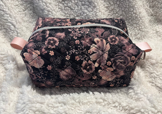 Purple Floral Quilted Cosmetic Bag