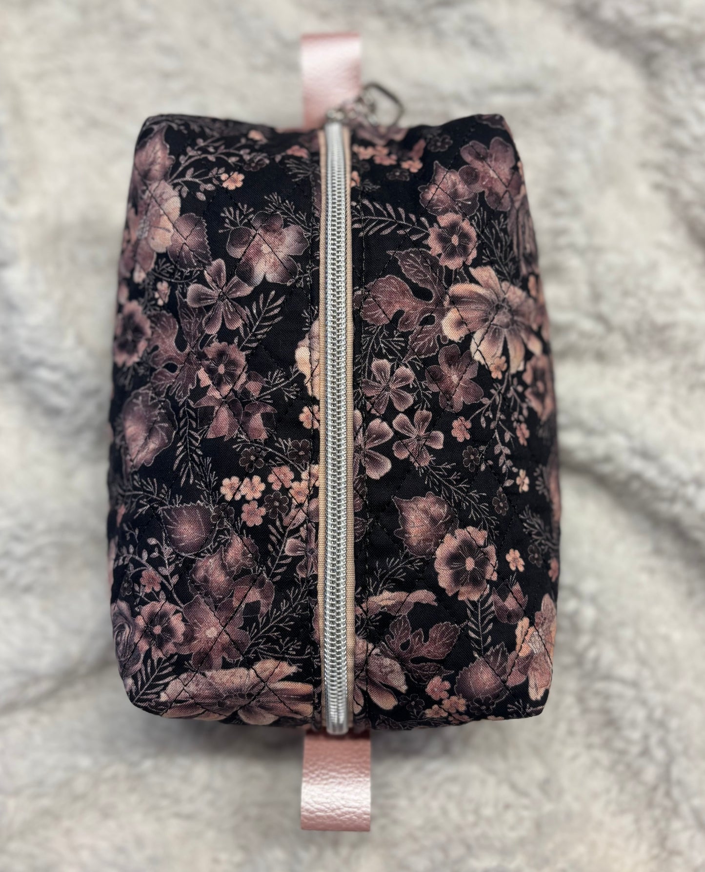 Purple Floral Quilted Cosmetic Bag