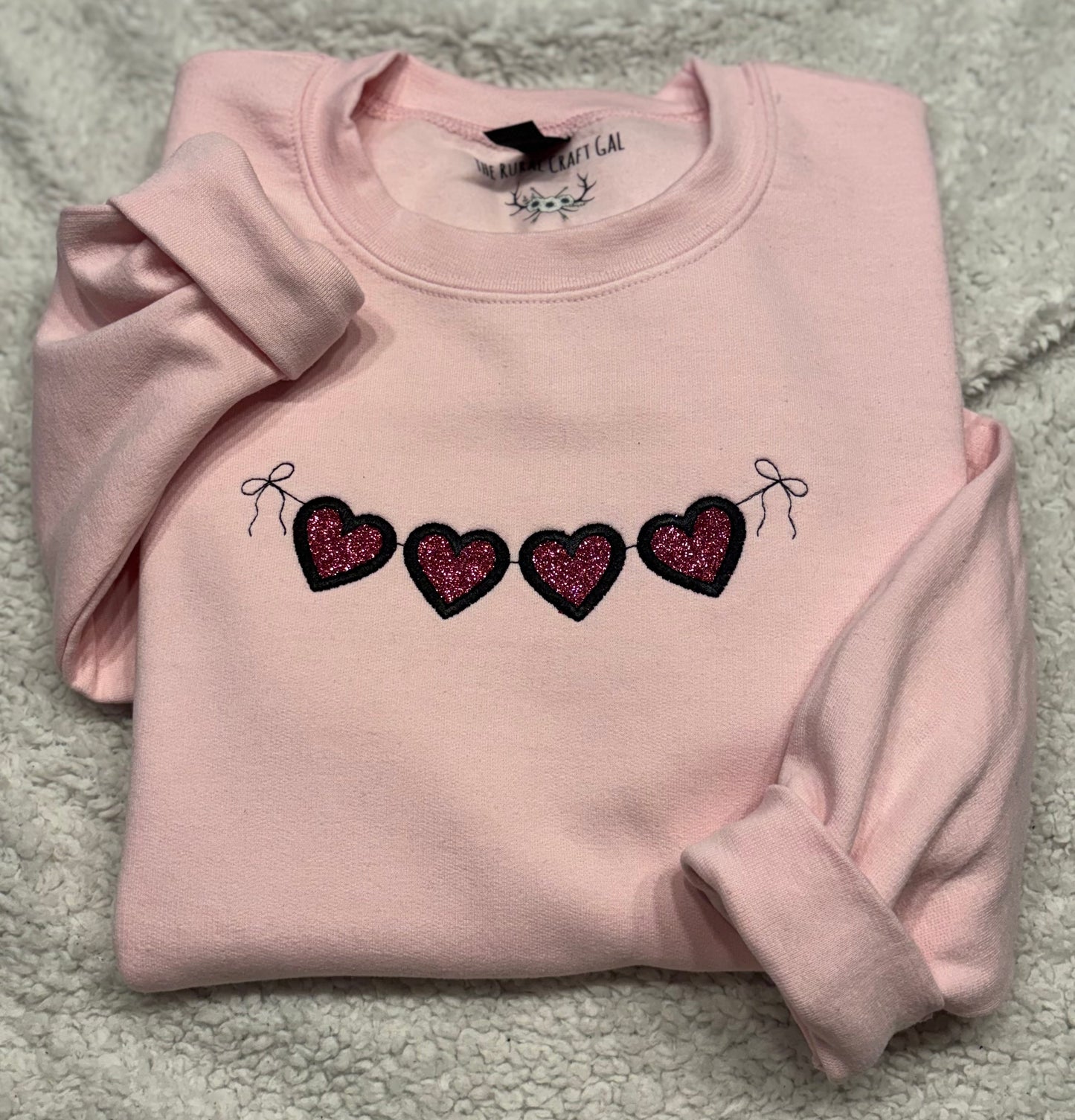 Pink Glitter Hearts Crewneck