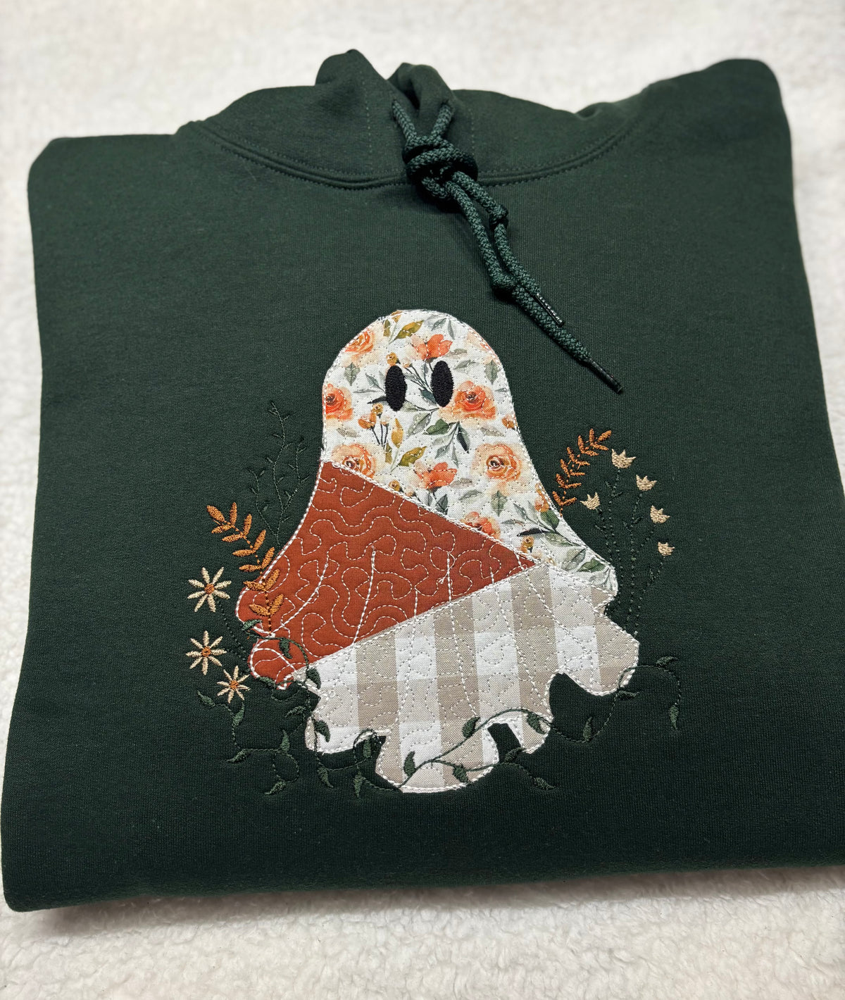 Ghost Floral Quilted Appliqué Hoodie