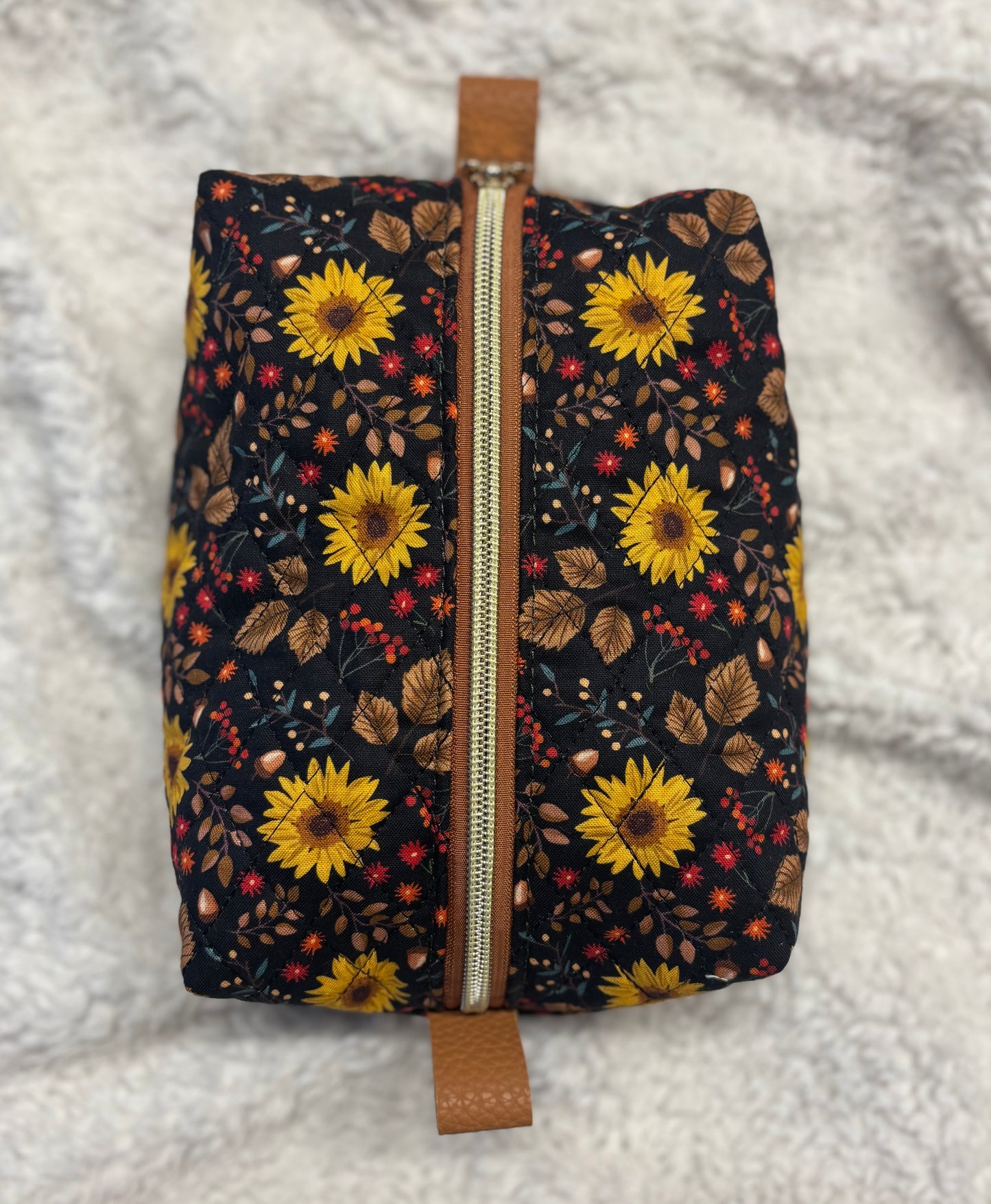 Sunflower Quilted Cosmetic Bag