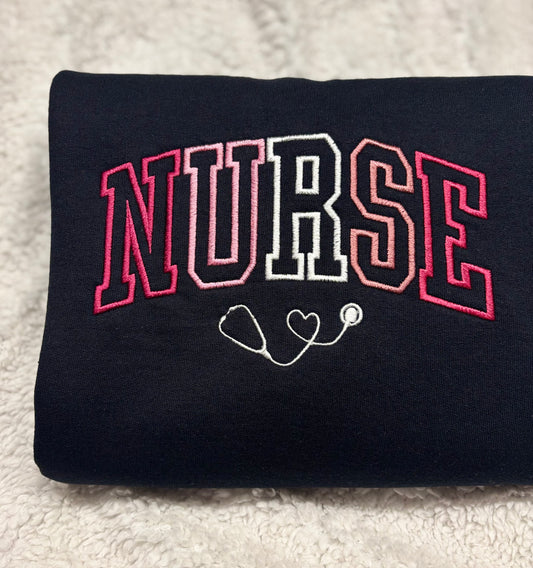 Pink Nurse Stethoscope Crewneck