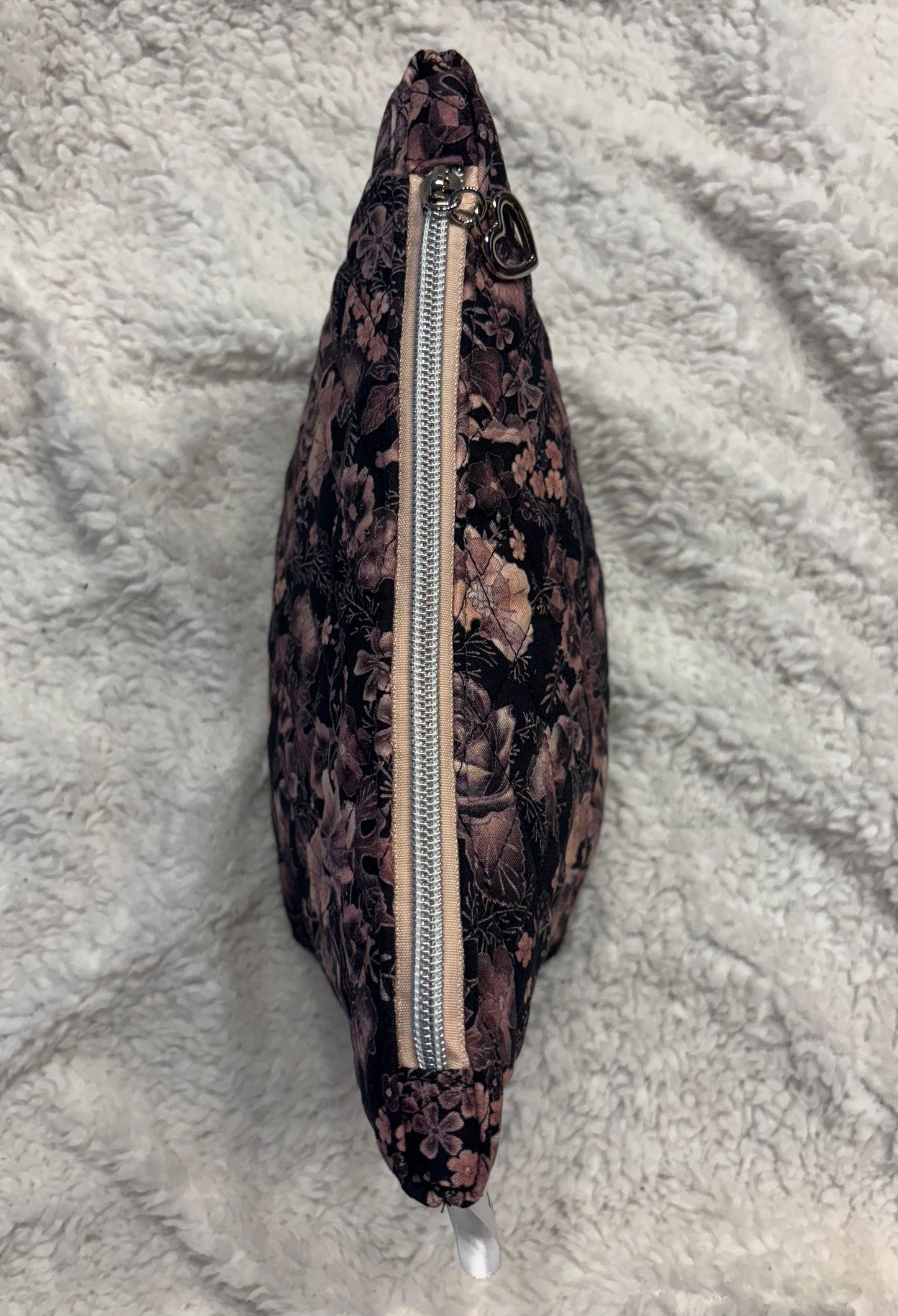 Purple Floral Quilted Cosmetic Bag