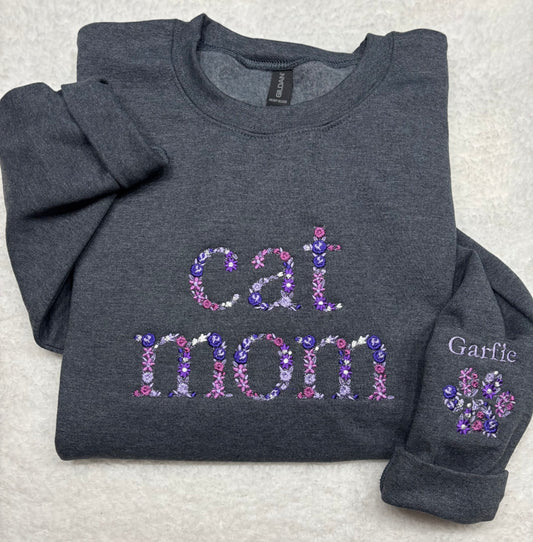 Floral Cat Mom Crewneck/Hoodie