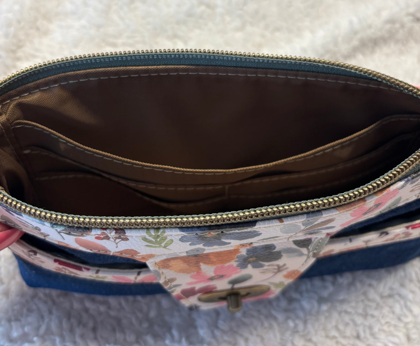 Denim Floral Wristlet