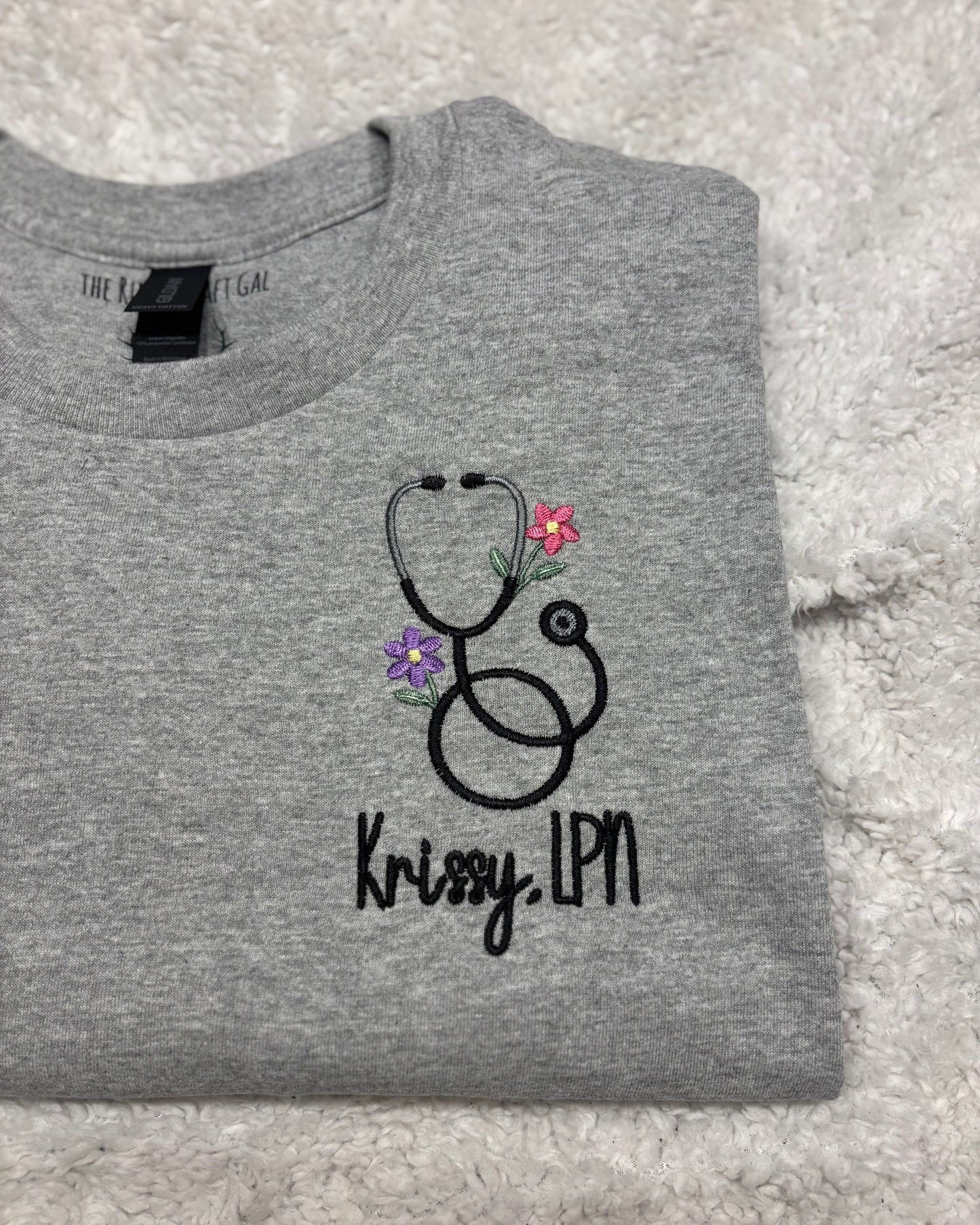 Floral Stethoscope W/Name T-Shirt