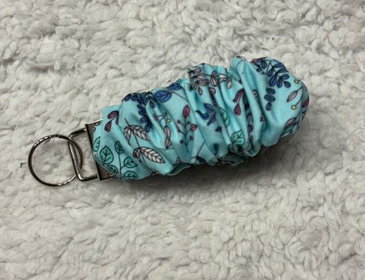 Blue Plant Scrunchie Key Wristlet