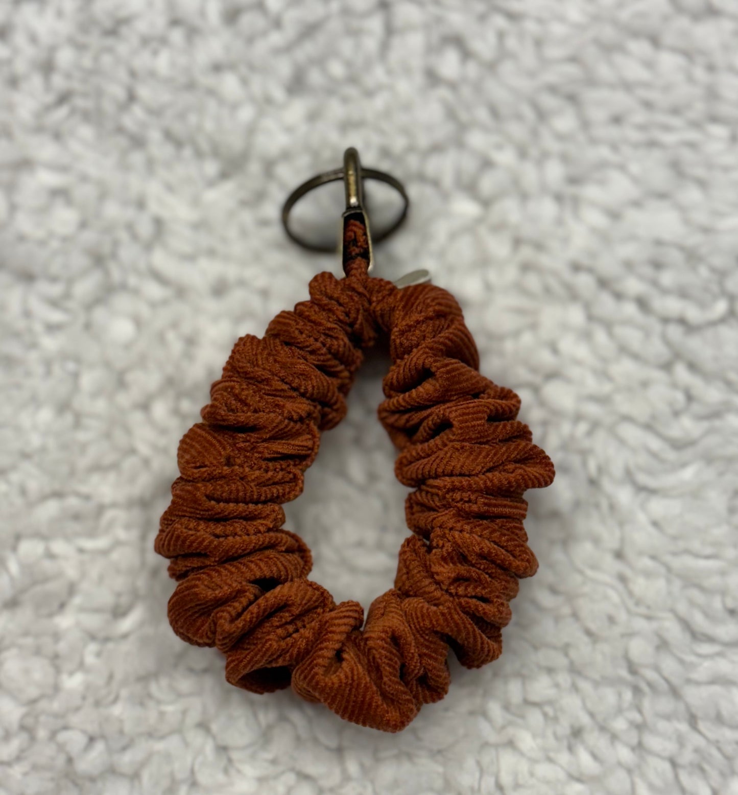 Rust Corduroy Scrunchie Key Wristlet