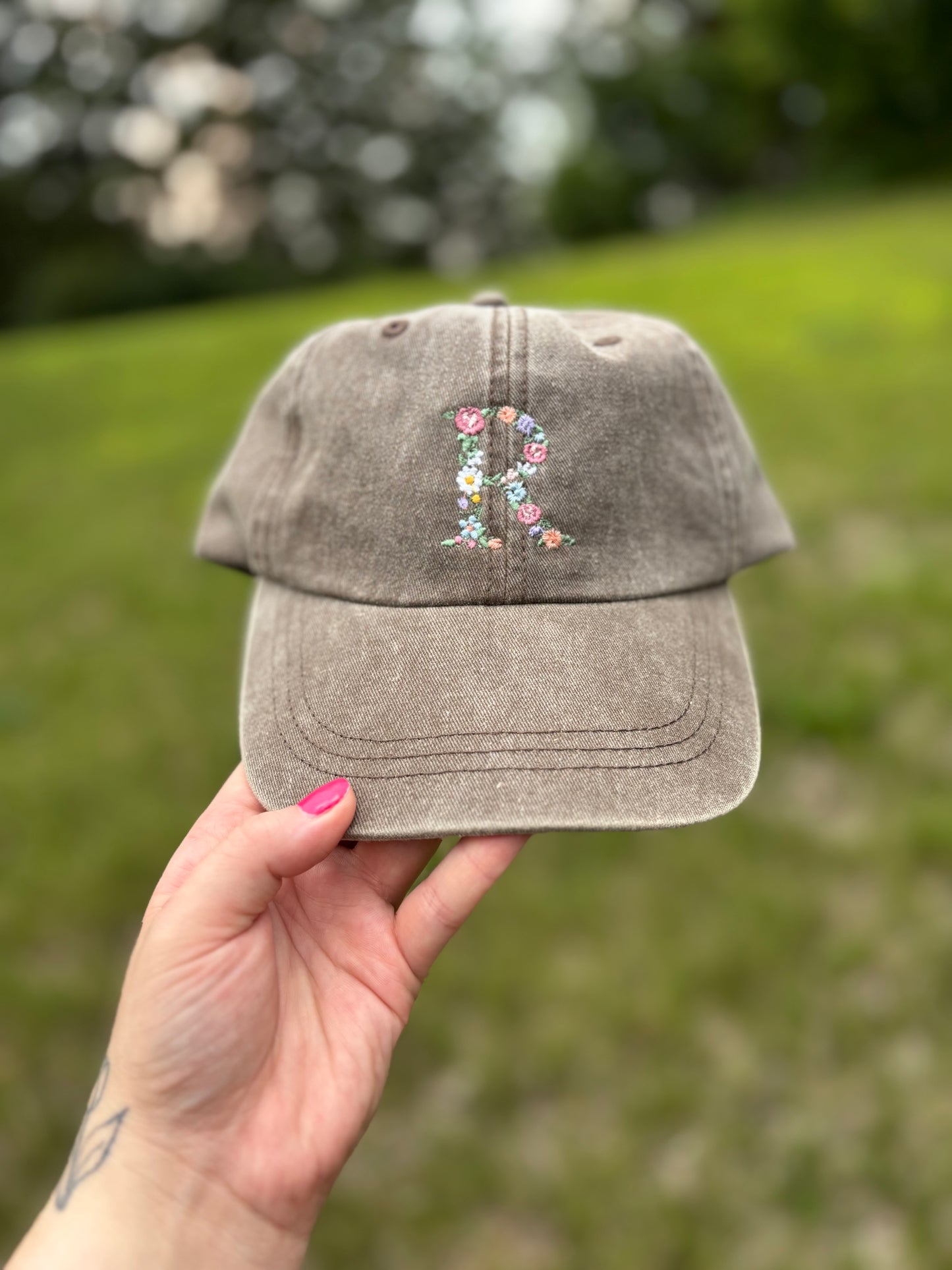 Floral Initial Hat