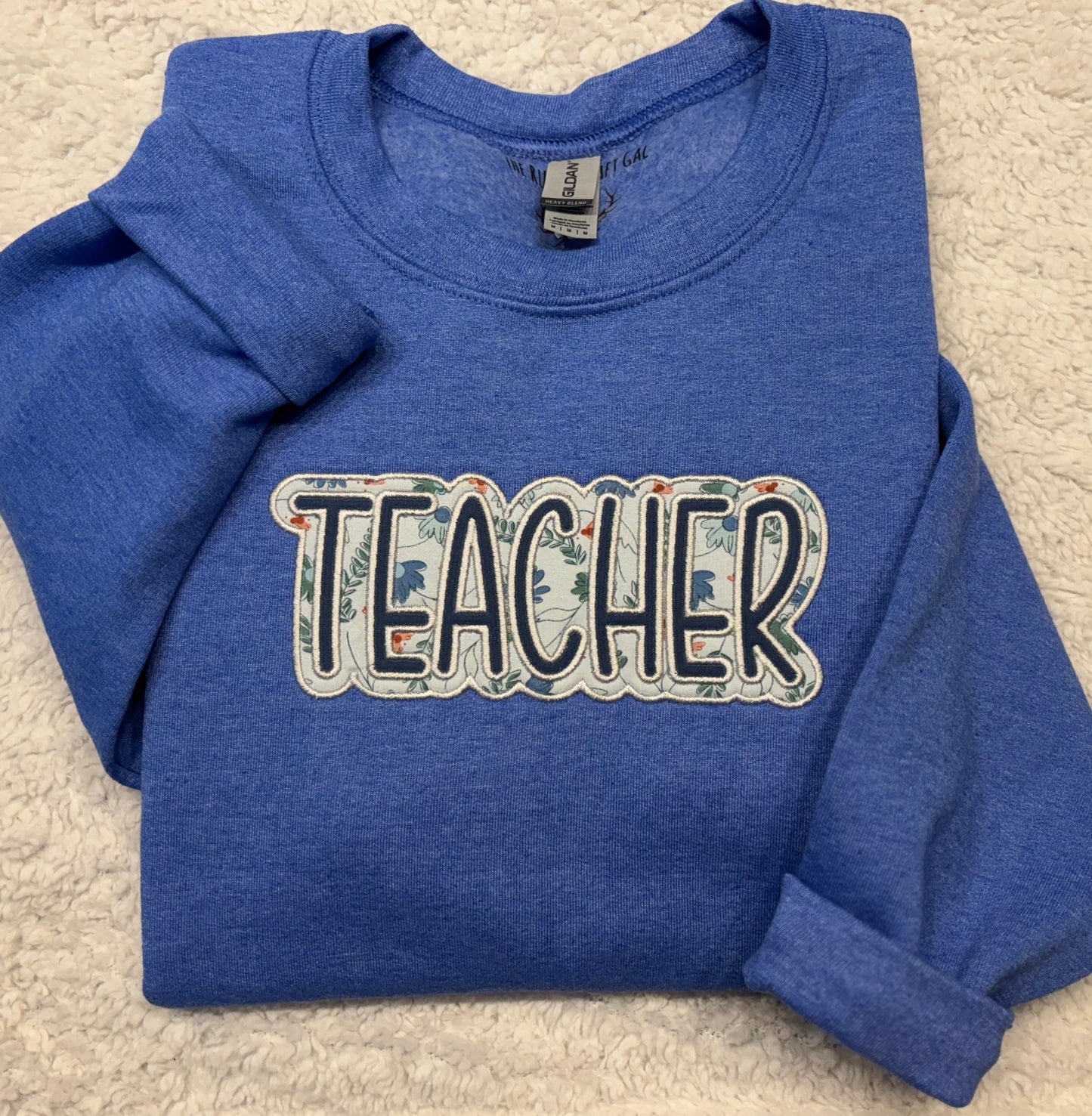 Teacher Floral Appliqué Crewneck