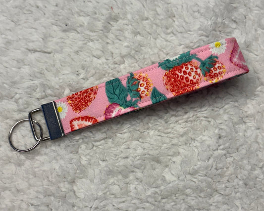 Strawberry Daisy Key Wristlet