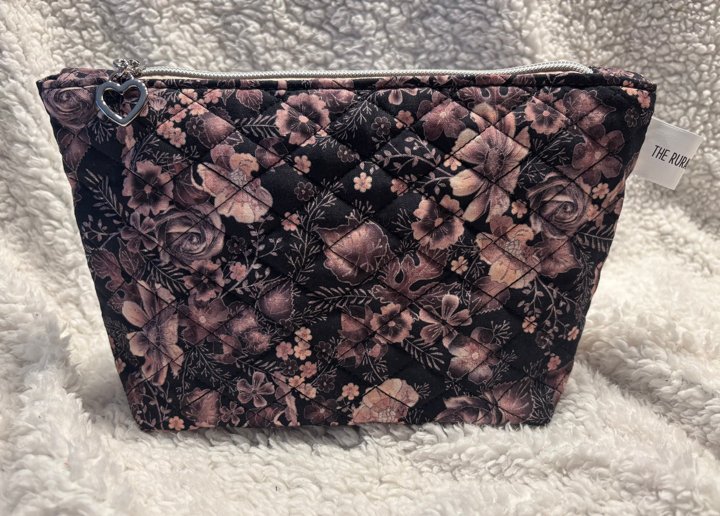 Purple Floral Quilted Cosmetic Bag