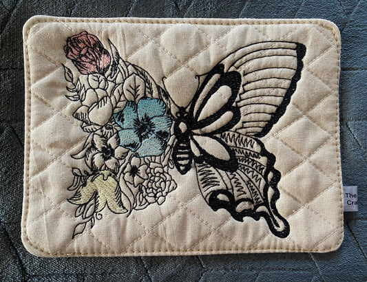 Floral Butterfly Mug Rug