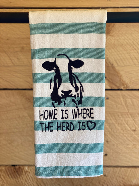 Home is Where The Herd is Tea Towel