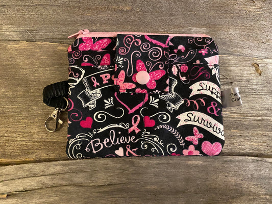 Breast Cancer Ribbon Purse Pouch
