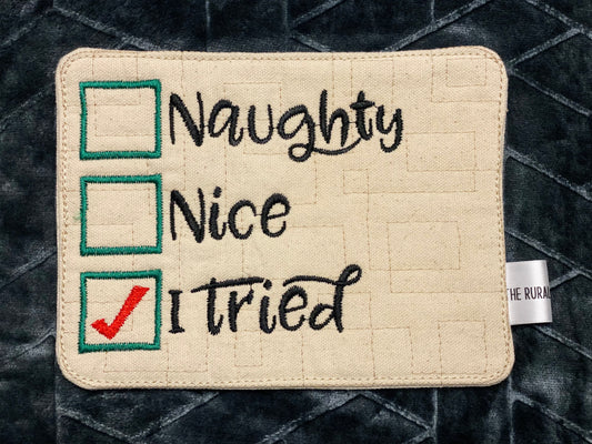 Naughty & Nice Mug Rug