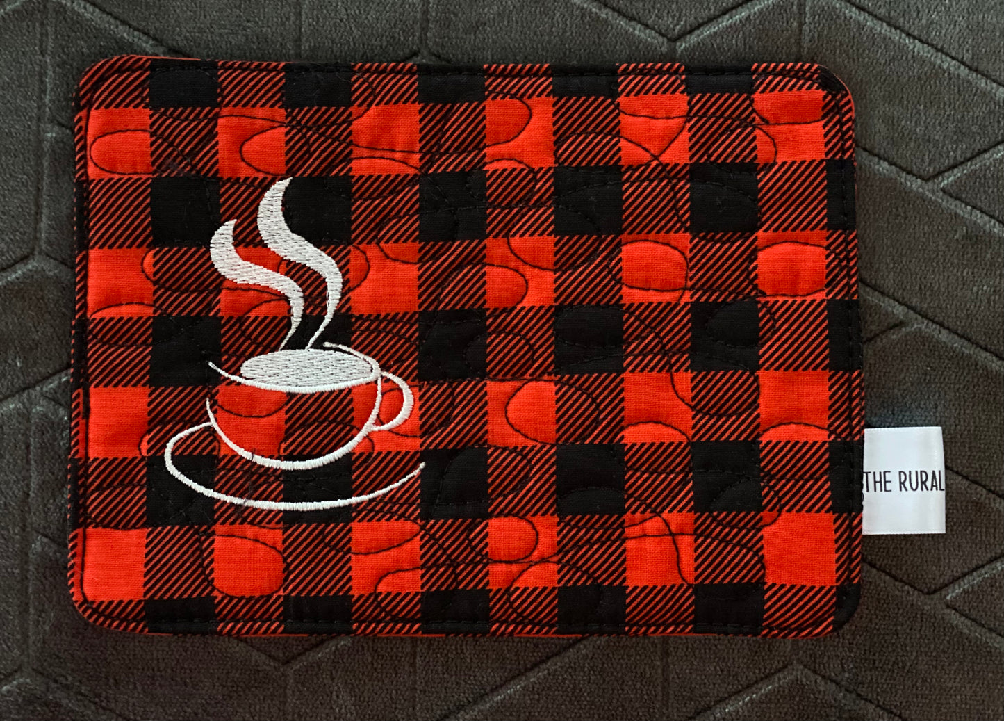 Plaid Coffee Cup Mug Rug