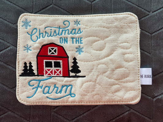 Christmas On The Farm Mug Rug